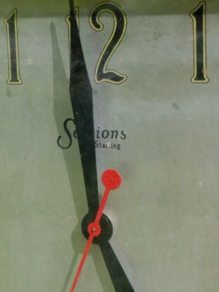 Vintage Sessions Art Deco Kitchen Wall Clock MCM sliver black hammertone rare 2