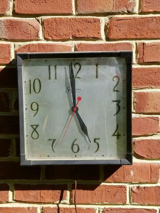 Vintage Sessions Art Deco Kitchen Wall Clock MCM sliver black hammertone rare 5