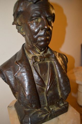 Antique Bronze Statue Bust of Oliver Wendell Holmes 1900 11