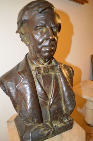 Antique Bronze Statue Bust Of Oliver Wendell Holmes 1900