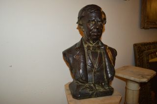 Antique Bronze Statue Bust of Oliver Wendell Holmes 1900 5