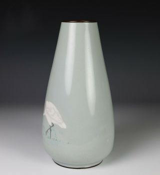 Large Antique Japanese Wireless Cloisonne Vase with Cranes 3