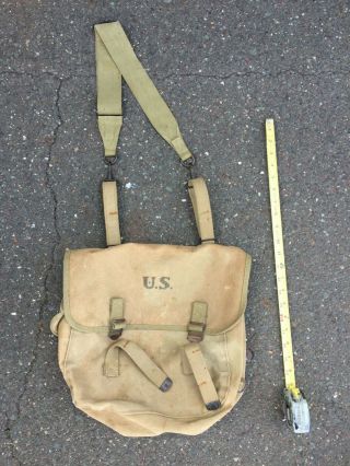 Wwii Us Army Musette Bag W/ Rare Shoulder Strap Luce Co.  1942 Dated Ex Cond Nr
