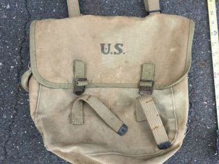 WWII US Army Musette Bag w/ rare shoulder strap Luce Co.  1942 dated Ex Cond NR 2