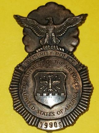 Vintage Air Force Security Police Badge.  Numbered (obsolete).