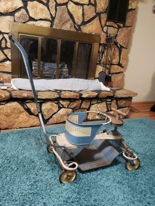 Vintage Taylor Tot Wood and Metal Baby Buggy Stroller in great shape/works 2