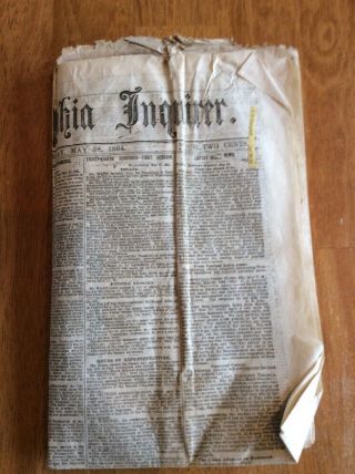 Philadelphia Newspaper Civil War 5/28 1864 Sherman Flanks Altoona Johnston Lee 9