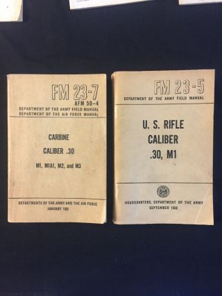 Vintage Army Field Manuals 1952 & 58 Fm 23 - 7 23 - 5 W Addendums