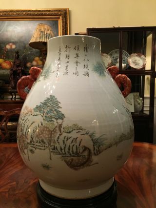 A Large and Important Qing Dynasty 100 Deer Famille Rose Zun Vase,  Marked. 7