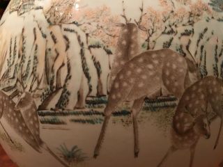 A Large and Important Qing Dynasty 100 Deer Famille Rose Zun Vase,  Marked. 9