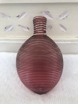 Rare Antique Georgian Red Striped Glass Spirit Flask