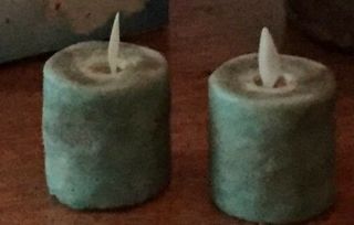 Two Robins Egg Blue Tealights Judy Condon Hand Poured/timer Remote