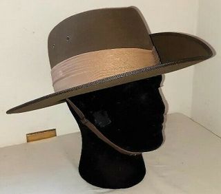 Vintage Aukbra Australian Army Officer Military Slouch hat w/ chin strap 7 1/4 4