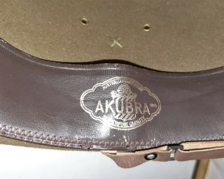 Vintage Aukbra Australian Army Officer Military Slouch hat w/ chin strap 7 1/4 9