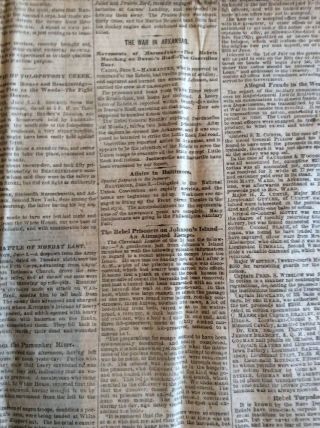 Philadelphia Newspaper Civil War 6/4 1864 Lee Rebels Caught Birney Breckenridge 6