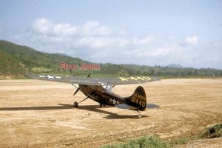 W6 B Amateur 35mm Slide - Photo - Small Army Military Airplane - Korea - Red Koda 1954