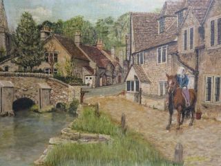 VINTAGE old PAINTING oil Wiltshire Landscape signed 1977 4