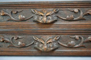Antique French Carved Wood Scroll Griffin Handle Pediment Drawer Front