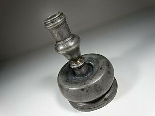 Antique Small 17th/18th Century Iberian Bulbous Pewter Continental Candlestick