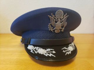 Vtg Usaf Us Air Force Officers Service Dress Blues Hat Cap 7 3/8