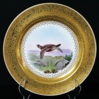 Rare Minton For Tiffany & Co Hand Painted Porcelain Bird Red Grouse Game Plate