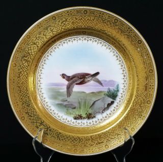 Rare Minton for Tiffany & Co Hand Painted Porcelain Bird Red Grouse Game Plate 3