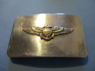 Ww2 Trench Art Style Belt Plate Or Buckle Usn Or Usmc Aviator W Full Size Wings