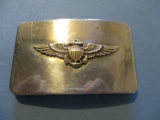 WW2 trench art style belt plate or buckle USN or USMC aviator w full size wings 3