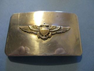 WW2 trench art style belt plate or buckle USN or USMC aviator w full size wings 4
