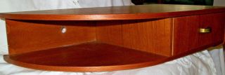 Danish Modern Mid Century Teak Wall Shelf Drawer Wood Hanging Mod 5