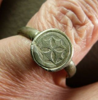 Medieval Knights Templar Cross Silver Ring - Crusader Times Ca.  13th C.