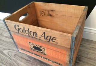 Rare Vintage 1972 Golden Age Beverages Wood Crate Case Box