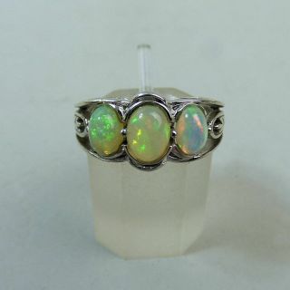 Fine Sterling Silver Arts & Crafts Form Opal Ring Size K - 3.  2 Grams