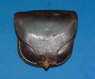 Civil War Era Confederate Cs Soldiers Leather Ammo Cartridge Cap Pouch Box