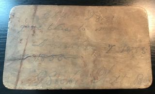 19th C Jerusalem Olive Wood Stamp Box With Written Message d.  1888 Judaica 3