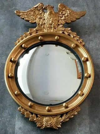 Vintage Federal Eagle Convex Mirror - Wooden Frame W/ Gold Gilded Frame