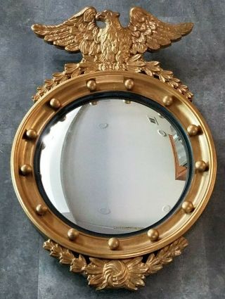 Vintage Federal Eagle Convex Mirror - Wooden Frame w/ Gold Gilded Frame 2