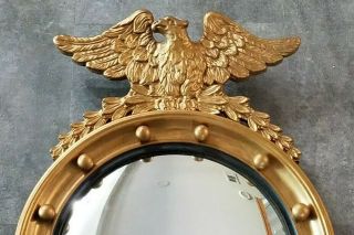 Vintage Federal Eagle Convex Mirror - Wooden Frame w/ Gold Gilded Frame 3