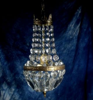 Vintage French Chandelier Crystal Droplets Mongolfier