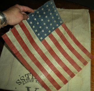 1865 Civil War 36 Star United States Flag Measures 14 1/4 X 10 3/4 Inches Vafo