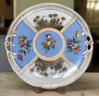 Magnificent Antique France Large Sevres Porcelain Lovers Scenes Charger Plate