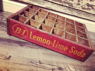 Very Rare Vintage 1947 B1 Lemon Lime Wood Soda Crate St.  Louis Mo