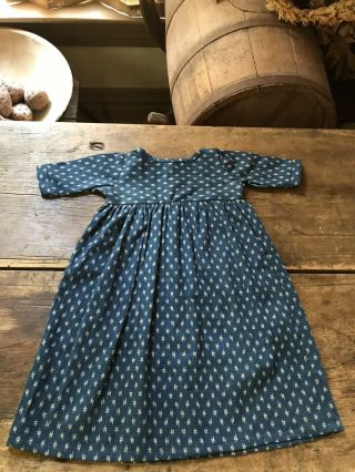 Best Early Antique Indigo Blue Calico Child’s Dress Handmade Textile Aafa