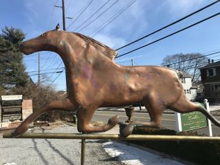 Antique Copper Running Horse Weathervane 30 X 18 Aged Patina