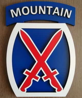 Us Army 10th Mountain Division " Mountaineer " Unit 3d Plaque Military