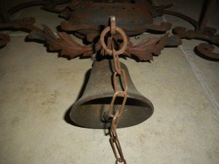 UNIQUE,  ANTIQUE WROUGHT IRON 3D NAUTICAL SHIP,  PULL CHAIN DOOR/ENTRY BELL 11