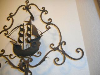UNIQUE,  ANTIQUE WROUGHT IRON 3D NAUTICAL SHIP,  PULL CHAIN DOOR/ENTRY BELL 5