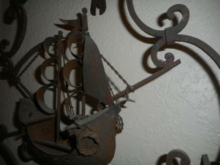 UNIQUE,  ANTIQUE WROUGHT IRON 3D NAUTICAL SHIP,  PULL CHAIN DOOR/ENTRY BELL 6