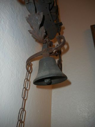 UNIQUE,  ANTIQUE WROUGHT IRON 3D NAUTICAL SHIP,  PULL CHAIN DOOR/ENTRY BELL 7