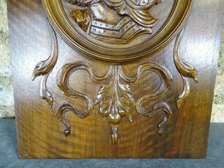 French Antique Highly Carved Architectural Panel Solid Walnut Wood - Knight 2
